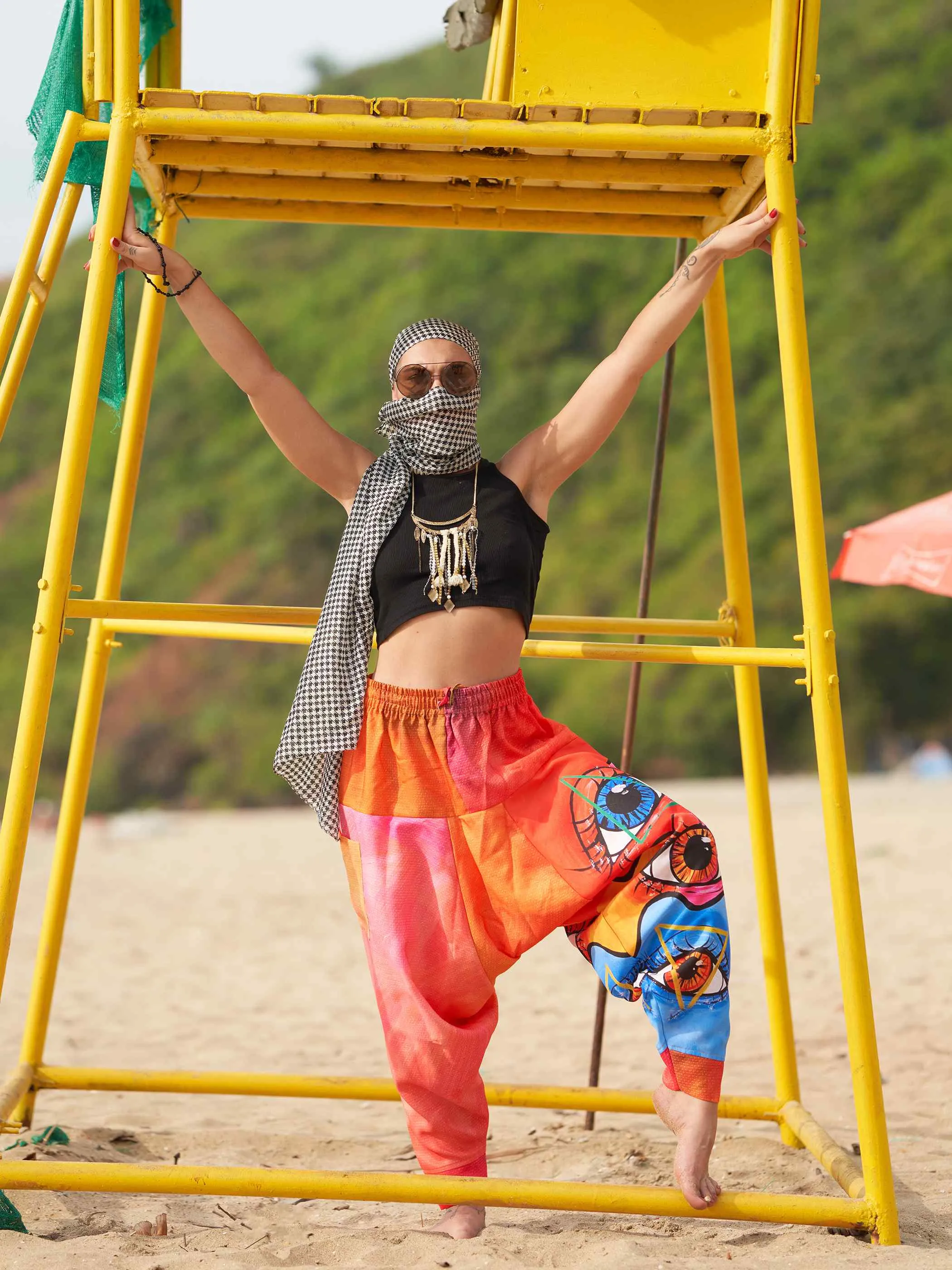 Women's Eye Triangle Bohemian Hippy Harem Pants For Travel Dance Yoga