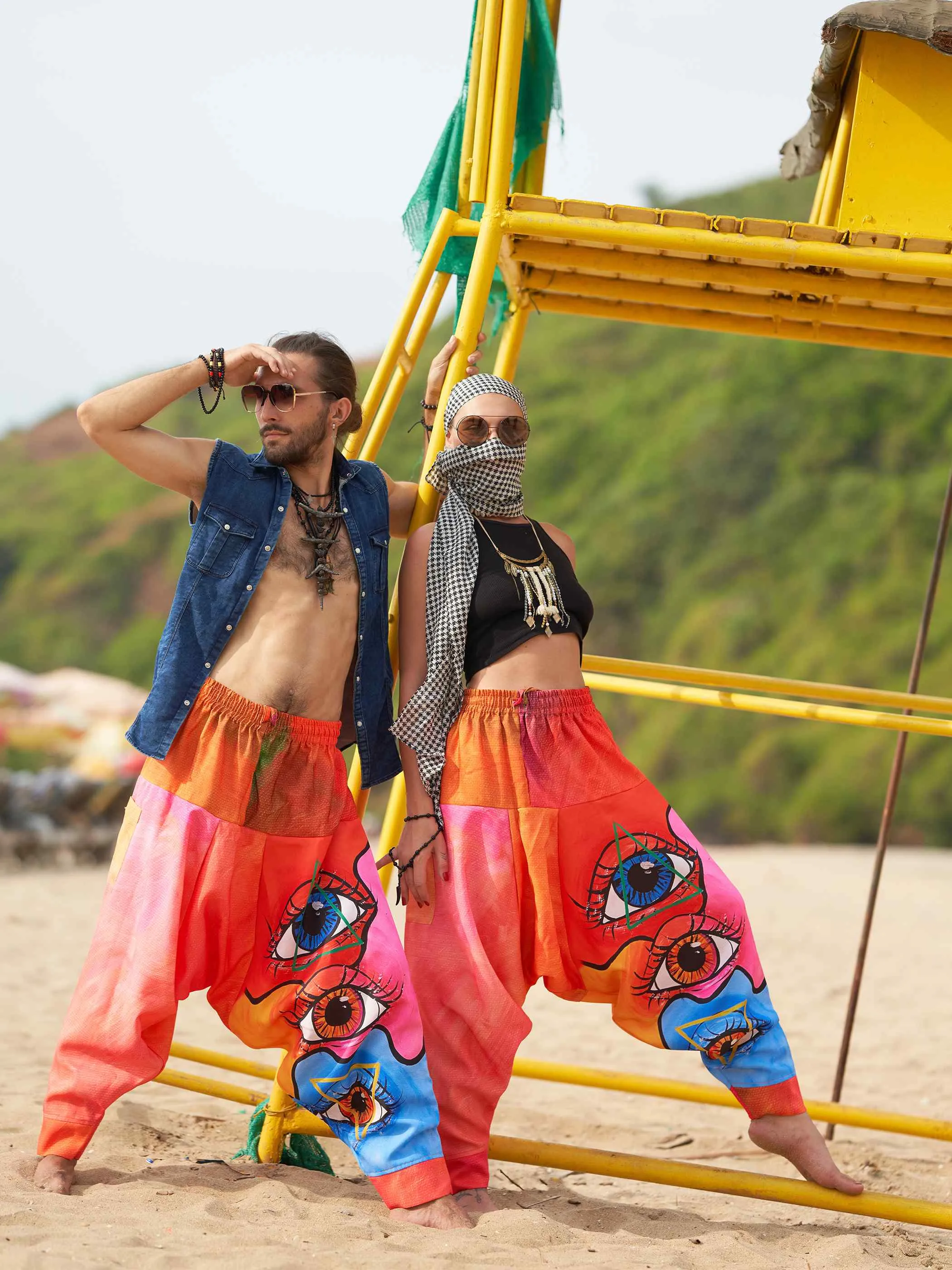 Women's Eye Triangle Bohemian Hippy Harem Pants For Travel Dance Yoga