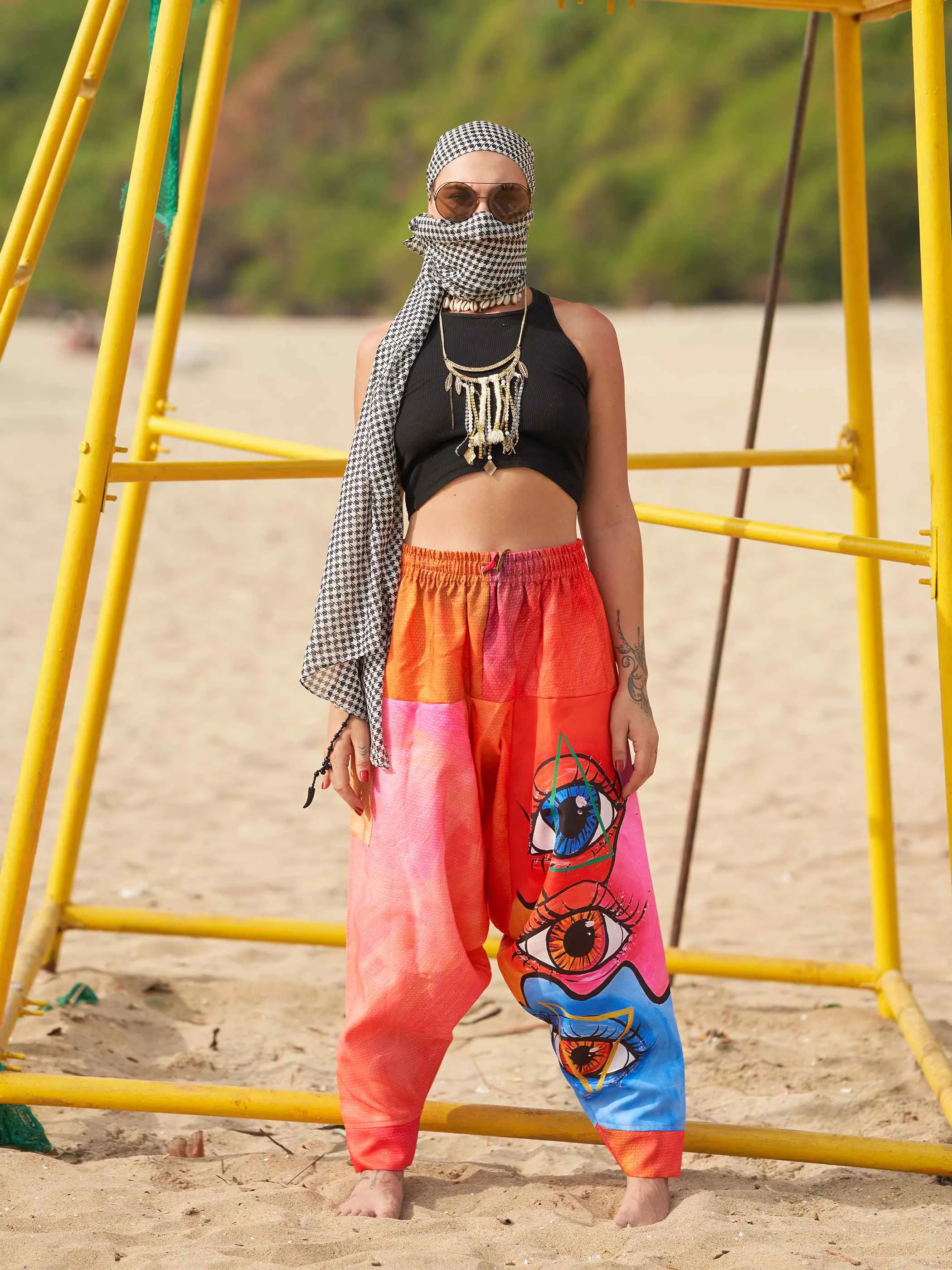 Women's Eye Triangle Bohemian Hippy Harem Pants For Travel Dance Yoga